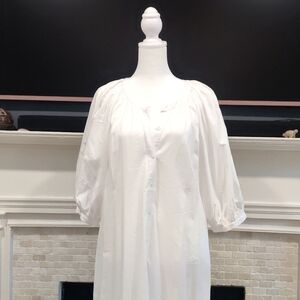 NWT Madewell White Button-Front Midi Dress in Poplin